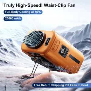Hands Free Wearable Waist Fan 6000mAh Battery LCD Display SOS Light USB Charging Portable Waist Clip Cooler Fan Sports Car RV