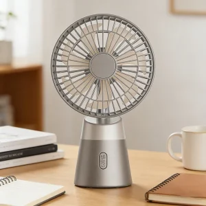 Head-Shaking Auto-Rotate Mini Fan, 5 Speeds, Adjustable Portable USB Table Fan with Timing Function