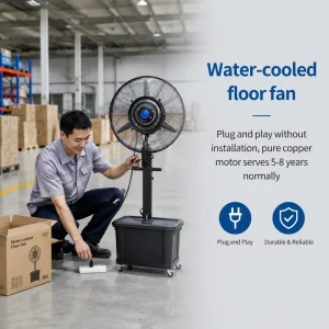 Heavy Duty 26 inch Pedestal Misting Fan with 3-Speed High Velocity Airflow Industrial Centrifugal Mist Fan for Workshop Gym
