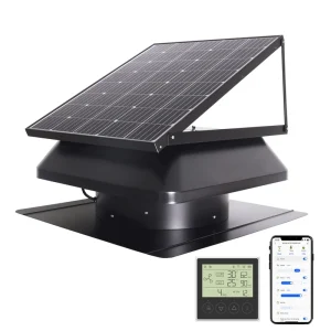Heavy Duty Galvanized Steel Housing 14” Solar Attic Exhaust Fan 60W Roof Ventilator with IP68 Brushless Motor 5 Year Warranty