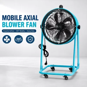 Heavy Duty Mobile Axial Blower Fan with 360 Degree Casters for Industrial Warehouse Ventilation Use