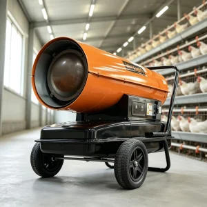 Heavy Duty Stainless Steel Industrial Fan with Heating element and Automatic Shutoff Gas Brooder Heater for Chicken Farming
