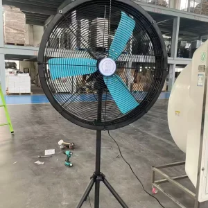 Height Adjustable Tripod Base Mobile Industrial HVLS Fan Energy Saving PMSM Motor Workshop Ventilation Standing Fan