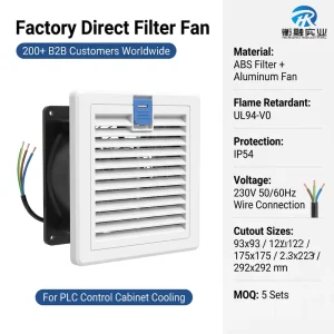 Hengrong CE HR8823.230 Industrial Filter Fan Is Used for Ventilation Openings in Assembly Line PLC Automation Cabinets