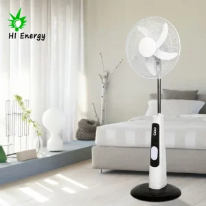 HiEnergy 16inch 18inch Solar Pedestal & Tower Fans Rechargeable LED Light AC110V 220V 12V DC Direct Solar Power Source