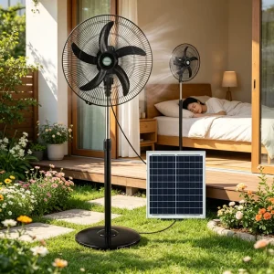 High Airflow Industrial Solar Fan Stable Bracket Wear Resistant Fan Blades for Farm Greenhouses and Outdoor Industrial Stalls
