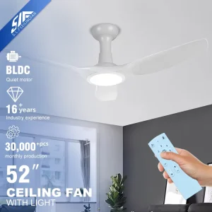 High Brightness Low Noise Reversible Motor 6 Speeds Adjustable Indoor Bedroom Led Ceiling Fan With Light