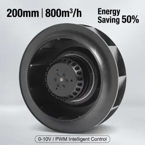 High Efficiency 220mm EC Centrifugal Wall Fan 230V 800m/h Backward Curved Brushless 0-10V PWM Speed Control Low Noise Power OEM