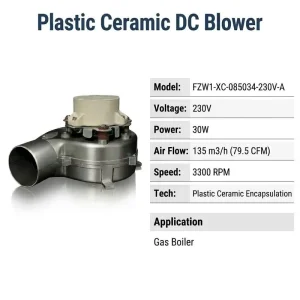 High Efficiency 230V 30W Brushless DC Fan EC Blower with Aluminum Alloy Impeller for Gas Boiler Forced Exhaust System