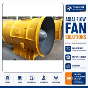 High Efficiency Pressure Heavy Duty Axial Flow Fan for Tunnel and Underground Mining Ventilation System Customizable