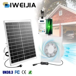 High Efficiency Solar Powered 4 Inch Wall Mounted Axial Exhaust Fan 4A Battery 25W Panel Two Ball Bearing Commercial Building