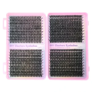 High-End 640 Lash Cluster Kit with 5D D Curl Double Sided Fan Eyelashes Tray Custom Packaging Included