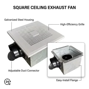 High Performance Metal Ceiling Mounted Exhaust Fan High Power Ventilation for Kitchen & Bathroom Moisture & Rust Proof
