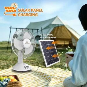 High Quality 12 Inches Rechargeable Table and Wall Fan With Battery Fans for Indoor Outdoor Use Emergency Fan