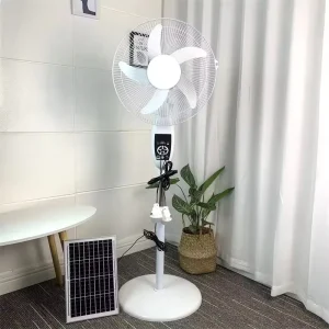 High Quality 16 Inch Solar Powered Electric Rechargeable Standing Fan With Panel and Battery Pedestal Tower Fans