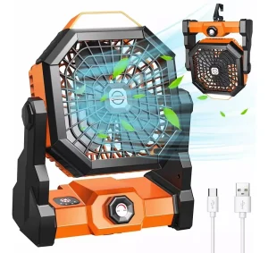 High Quality 20000mAh Rechargeable Cooling Fan with LED Light Remote Control 4 Speed Levels for Car RV Use F6
