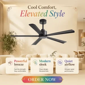 High Quality 52 Inch Metal 5 Blades DC Motor Household Electric Remote Control Modern Silent Ceiling Fan