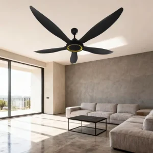 High Quality 56” Modern Black 5 Blades Energy Saving DC Ceiling Fan Electric Cooling Fan with Remote Control for Home & Shops