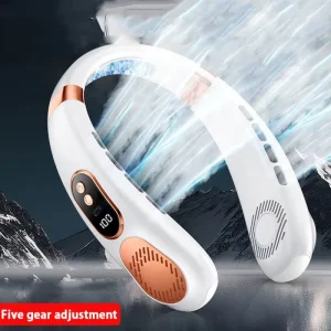 High Quality Bladeless Wearable Neck Fan Smart Portable Mini Rechargeable Strong Suction Outdoor 5 Speed Touch Control Summer