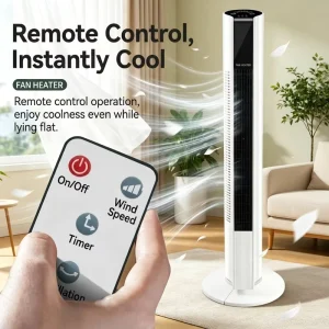 High Quality Intelligent Remote Control Bladeless Tower Fan Plastic Construction for Hotel Household Use Summer Cold Air Bedroom