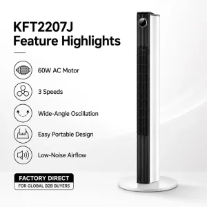 High Quality Natural Wind Leafless Vertical Metal Digital Tower 90 Degree Oscillation 40 Inch Ventilation Smart Fan