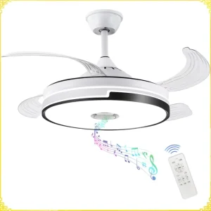 High Quality Nordic Smart Remote Control 42inch Bladeless Copper AC Retractable Indoor Invisible Led Ceiling Fans With Light