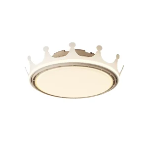 High Quality Turbo Bladeless Fan Remote Control Cream Style Bedroom and Children’s Room Fan Light 6 speed Crown Design