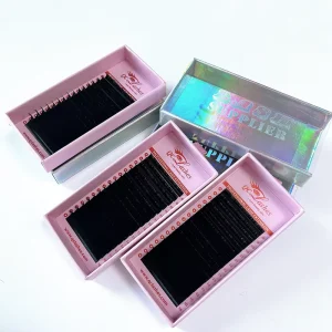 High Quality Velvet Matte Black Dark Cashmere Silk Eye Lash Extension Trays Custom Logo Private Label Easy Fan Natural DD BC CD