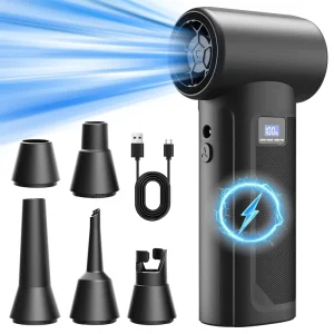 High Speed 120000RPM Brushless Turbo Fan Handheld Air Blower 40 Large Motor LED Light Powerful Air Duster for Car and Home