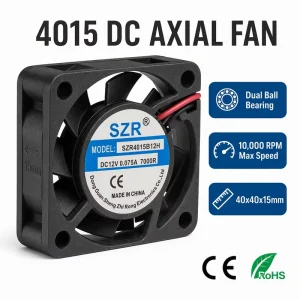 High Speed 4015 4000 10000RPM Brushless DC Axial Flow Fans 40x40x15mm Ball Bearing 5 12 24V Plastic DC Air Cooling Fans OEM ODM