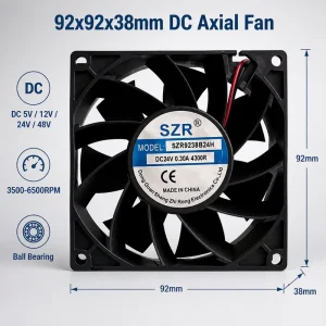 High Speed 92x92x38mm 3500 6500RPM Ball Bearing Brushless DC Axial Flow Fans 9238 Plastic Industrial DC Air Cooling Fans OEM ODM