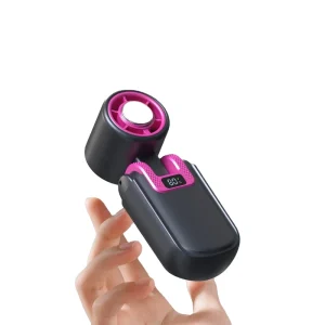 High Speed Bladeless Battery Powered Wearable Ice Cooling Pocket Handheld Fan LED Digital Display Silent Foldable Mini Brushless