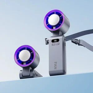 High-Speed Cooling Ice-Pack Fan Mini Portable Foldable Rechargeable Neck-Hanging Design Large Capacity 6-Speed