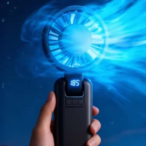 High Speed Foldable Handheld Fan Portable Rechargeable 6000mAh Battery Strong Wind Mini Cooling Adjustable Angle Low Noise 25h