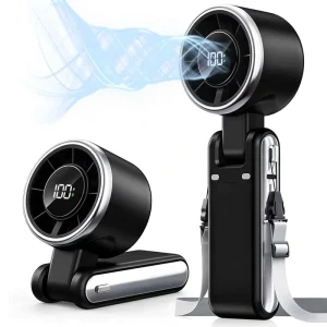 High Speed Handheld Fan Wearable Design Neck Fan Portable Mini Turbo Fan Adjustable Airflow Digital Display Quiet Operation