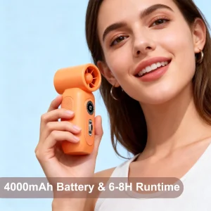 High Speed Ice Cool Mini Handheld Fan with Brushless Motor & LED Light Low Noise USB Battery Powered Eco Friendly