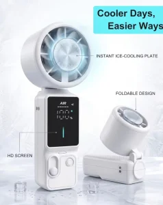High Speed Mini Fan Portable Summer Fan Hand Held Chargeable Fan Mini Turbo Fan Digital Display Small Fan with Air Cooling