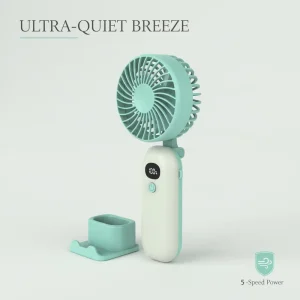 High Speed USB Rechargeable Electric Mini Foldable Wearable Fan 2000mAh Battery 5 Blades Plastic Household Outdoor Car