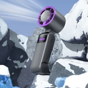 High Speed USB Rechargeable Mini Fan with LED Display Adjustable Cold Cooling Ice Compress for Car Application