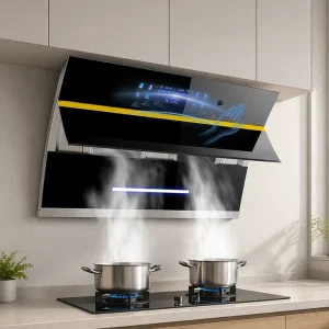 High Suction Dual Motor Tempered Glass Range Hood Household Side Suction Self Cleaning Kitchen Exhaust Fan Energy