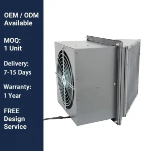 High Volume External Rotor Square Housing Wall Mounted Axial Fan for Concrete Brick Wall Installation