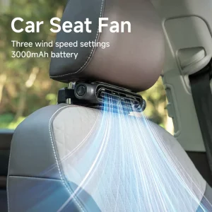 High Wind Car Seat Cooling Fan Rechargeable Silicone Material Portable Built in Battery Clip for SUV Truck Dashboard Backseat
