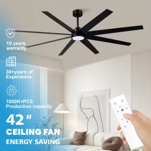 High Wind Speed Modern Indoor Warehouse Industrial Big Size 72Inch Remote Control SMD Led Ceiling Fan with Light