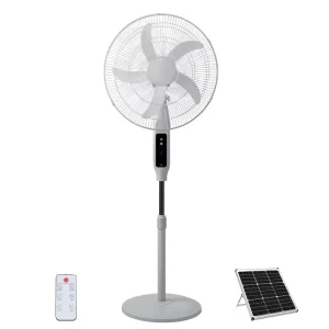 High performance Solar Electric Floor Fan 18 inch Large Wind Charging Energy saving Remote Control Oscillating Household Hotel