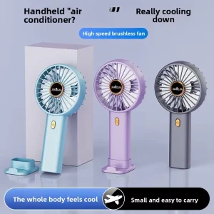 High speed Handheld Mini Fan Outdoor Portable USB charged Brushless Motor Phone Holder 3 6 Hours Runtime Car Compatible 6 Speed
