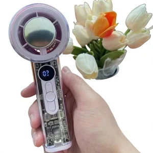High-speed Outdoor Wearable Portable Fan USB Rechargeable Turbine Digital Display Cooling Handheld Fan for Household Use