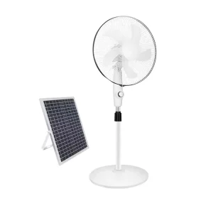 Home 16 Inch 12V DC Solar Powered Lithium Battery Electric Pedestal Stand Fan with Solar Panel 100 240V AC