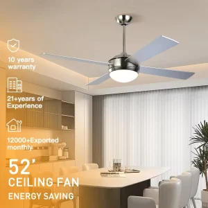 Home Air Cooling Living Room AC Motor 52 Inch Remote Control Led Ceiling Fans With Light