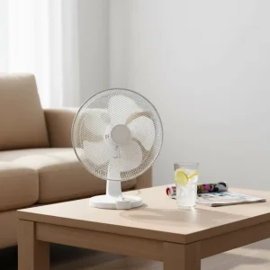 Home Office 10-12.9-Inch Mechanical-Control Plastic Table Fan with Ventilation Function for Space-Saving Use