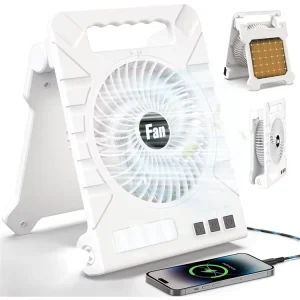 Home Outdoor Dual Power Solar Fan Rechargeable USB Sunlight Ultra Quiet 4000mAh 4 Speed Foldable for Car & RV
